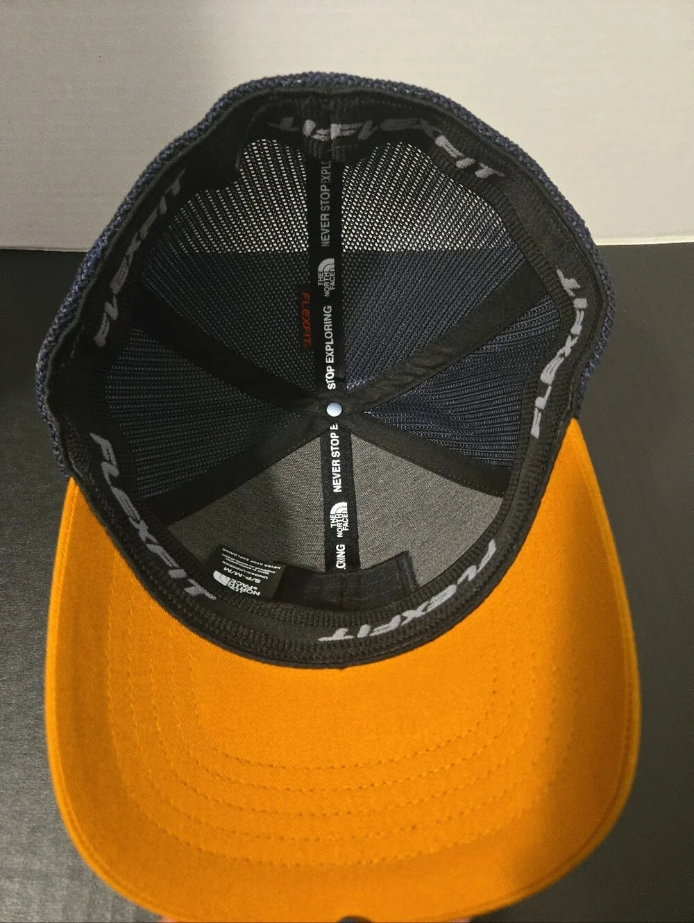The North Face FlexFit Trucker Hat Brown/Navy Mountain Patch S/M Unisex